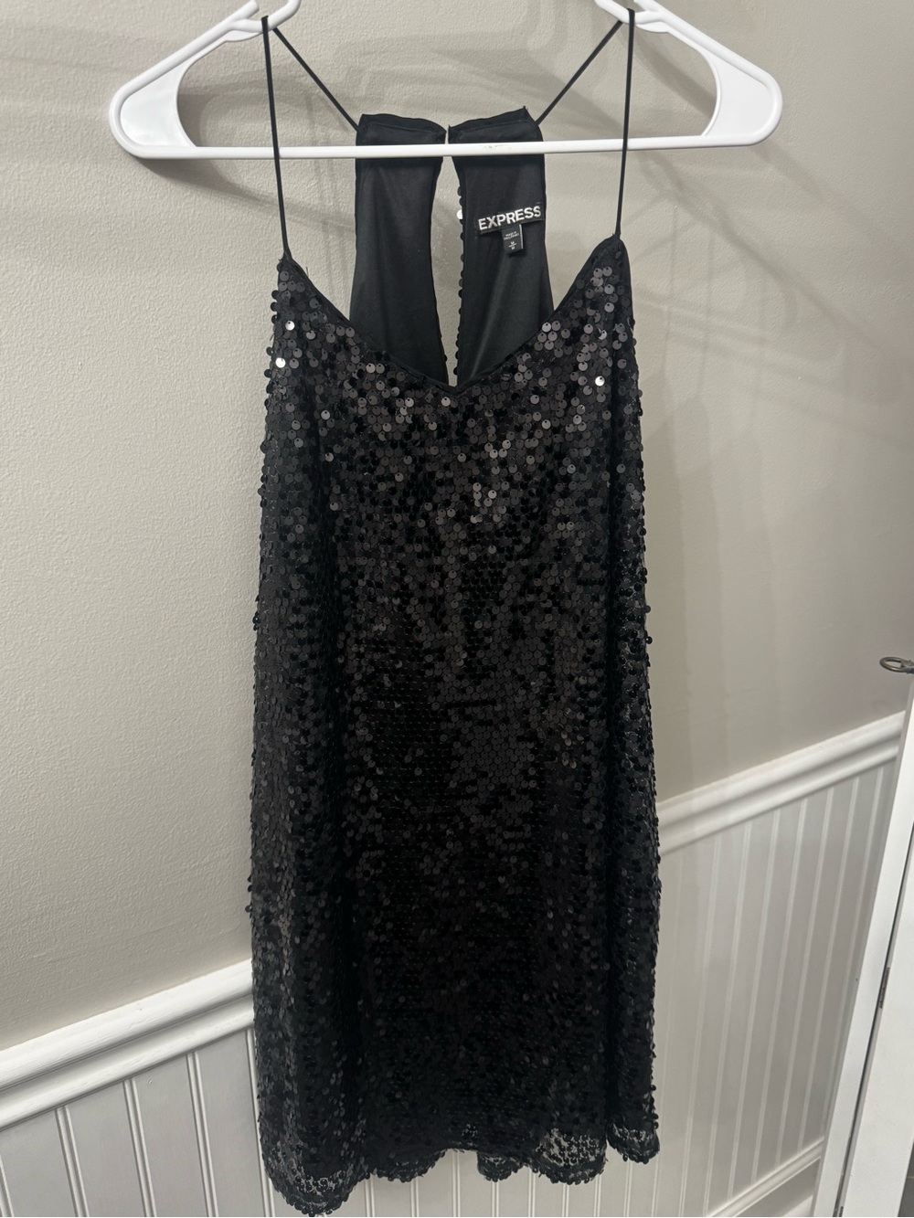 Express Black Sequin Key Hole Back Cocktail Mini Dress M